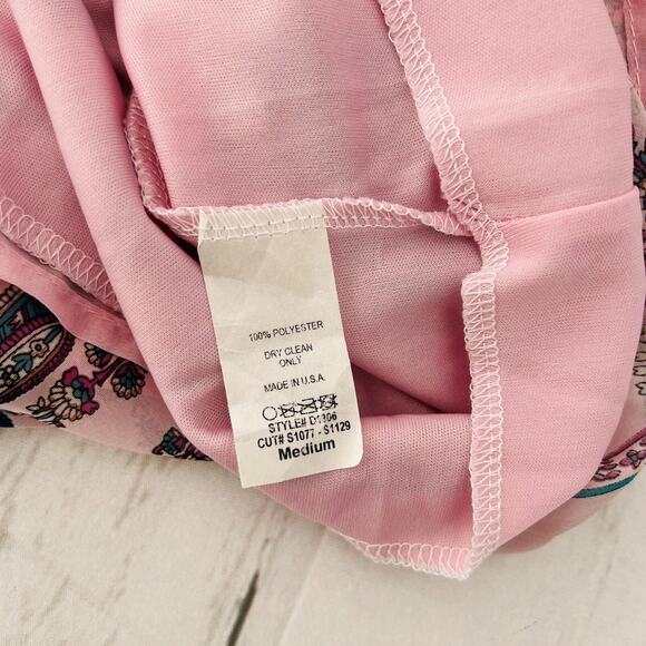 Sage Spool N72 Pink Floral Paisley Boho Sleeveless Mini Dress Size M - Picture 7 of 7